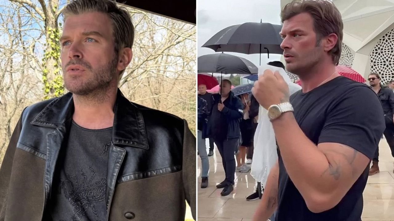 Kıvanç Tatlıtuğ bayram namazında cemaatle birlikte saf tuttu